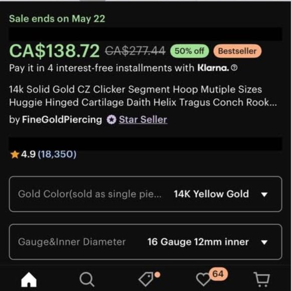 14K Gold Conch Clicker - Picture 3 of 3